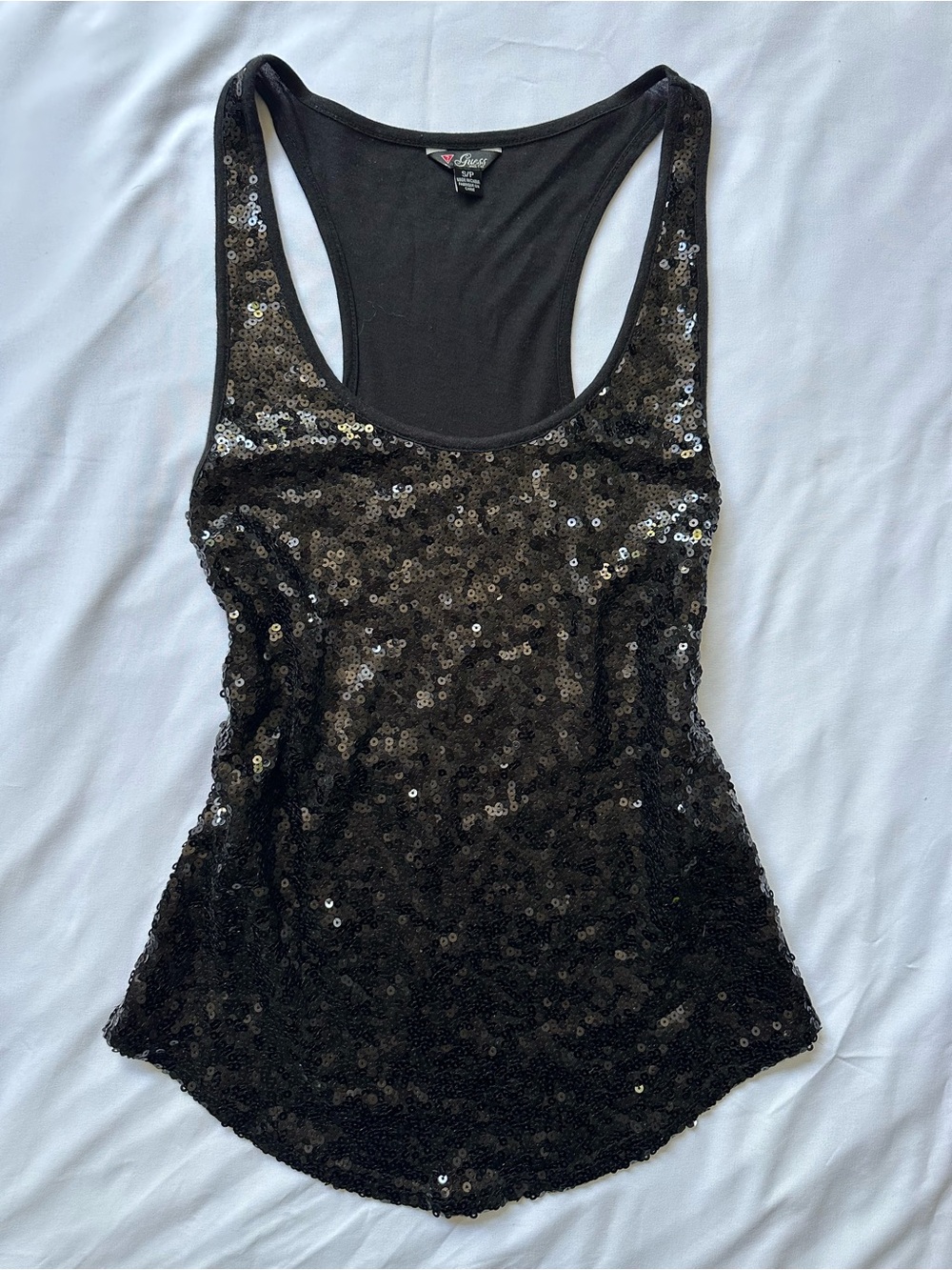 Guess Black Sequin Racerback Tank Top